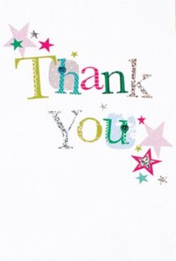 Capturing the delight of genuine appreciation, this thank you card features jubilant colours and endearing design features that echo Coulsdon's spirited community. The phrase 'Thank You' arches across a luminous white backdrop, each letter a patchwork of lively shades-lime, teal, and fuchsia among them-enlivened by artful patterns reminiscent of the unique touches seen at local shops on Brighton Road. Dashes of glitter along the silver letters subtly catch the light, inviting a sense of tactile pleasure. Meanwhile, clusters of stars in magenta, teal, and gold scatter like confetti, evoking the joyful aftermath of a well-celebrated occasion on picturesque Marlpit Lane. The crisp clarity of the card's background accentuates every vibrant detail, making it easy to imagine this card paired with a fresh bouquet, sent from Coulsdon to mark a special thank you. Its design reflects the thoughtful expertise and creative flair of a local florist who understands just how to make a sentiment memorable and sincere.